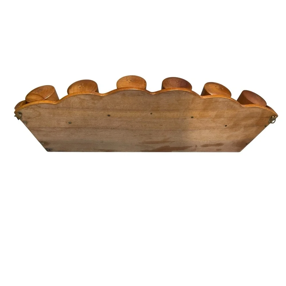 Vintage Wooden Spice Rack Rooster 6 Spice Containers Decor
